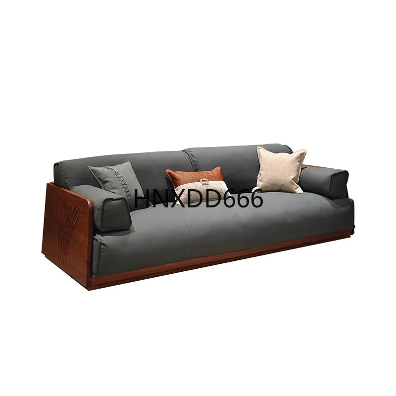 Light luxury sofa living room high-end walnut