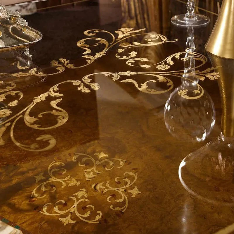 European solid wood coffee table French living room villa luxury carved retro coffee table