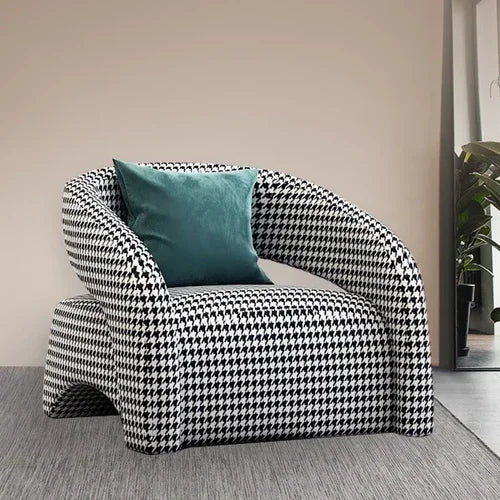 Sofa Esigner Curved Single Houndstooth Couch Nordic Living Room Balcony Leisure Creative Chair Designer