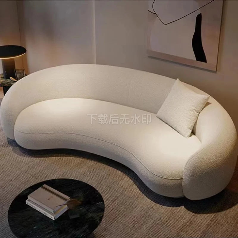 Y  Lamb velvet sofa, living room curved cashew sofa, beauty salon, clothing store, resting area, moon sofa