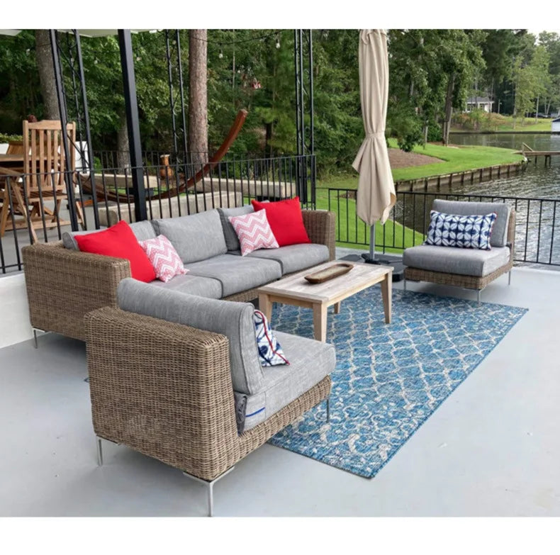 Nordic Outdoor Sofa - Round Rattan-Style Corner Set For Courtyards, Balconies, And Hotels Sun-Resistant