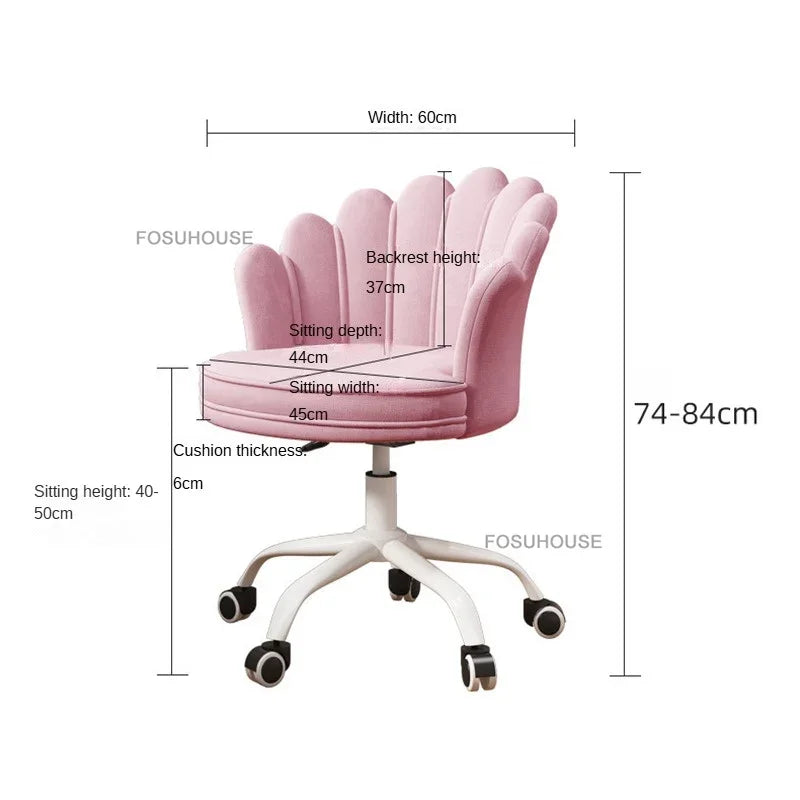 Creative Simple Fabric Petal Office Chairs Household Bedroom Gaming Chairs Lift Backrest Computer Chair for Study Desk Chair WW