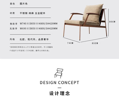 Single Light Luxury Designers Stainless Chair  Minimalist Backrest Armchair Negotiation Living Room Chair Sofa Stool Furniture
