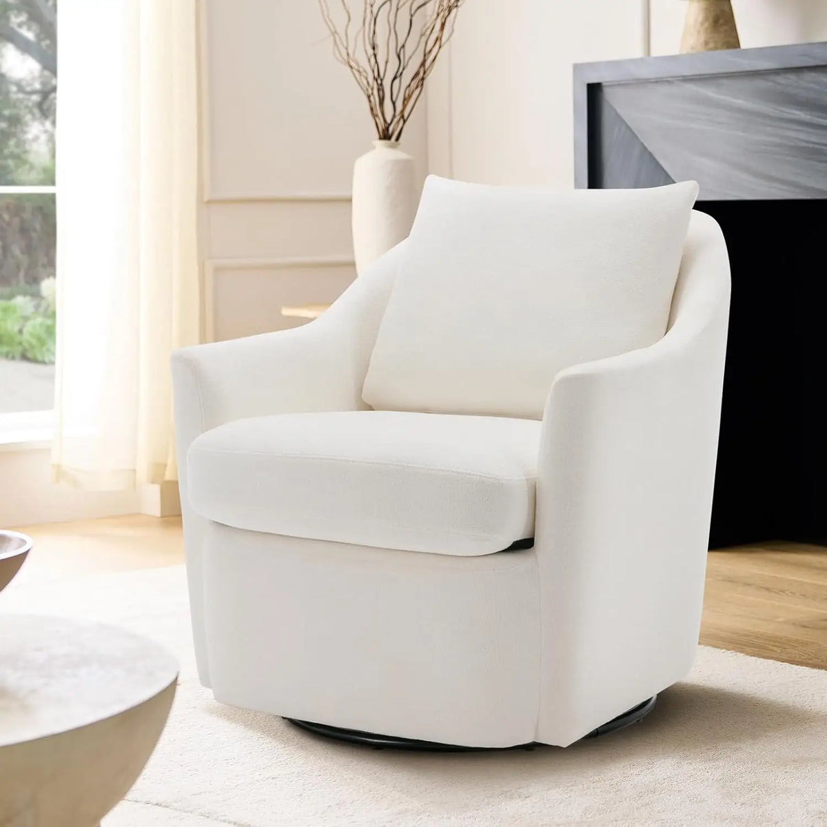Swivel Accent Chair, Living Room Chair Upholstered 360° Swivel Chair Modern Reading Armchair for Bedroom/Office/Nursery,