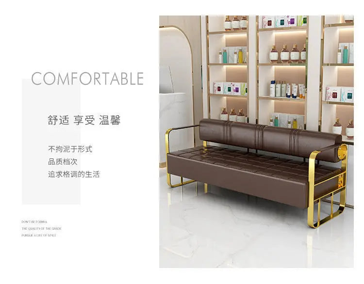 Furniture Barber Shop Sofa Waiting Salon Special Chair Hair Salon Rest Area Stainless Steel Sofa Chair