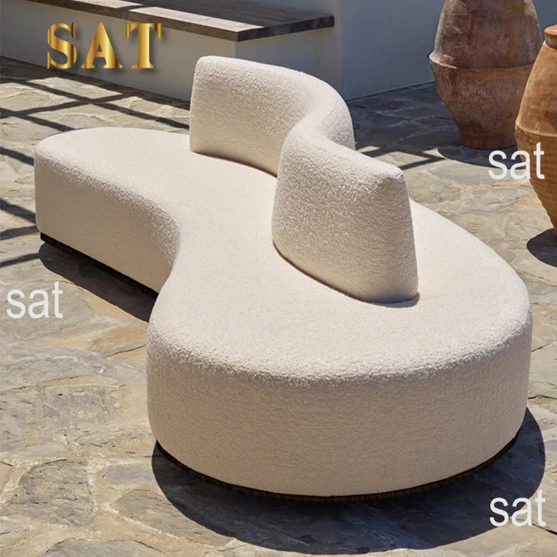 New Design Comfort 6 Seater Fabric White Living Room Curved Sofas Modern Couch Fabric Velvet Sectional Round Sofa