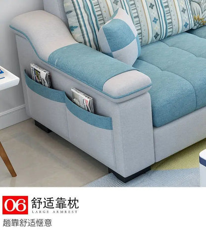 Fully Furnished Living Room Modern Fabric Sofa 3-Seater Removable Washable Cotton Linen Apartment Size