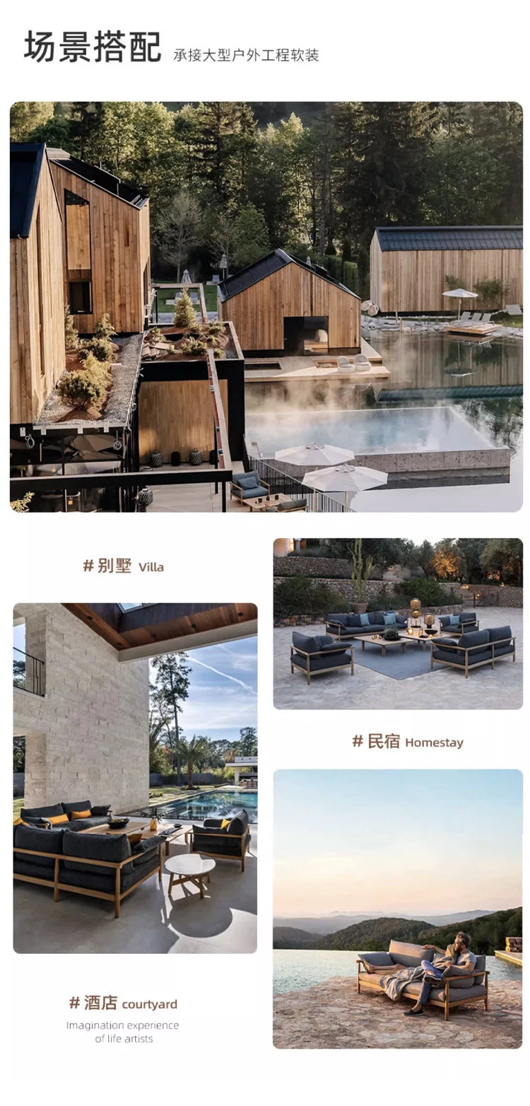 Reception Outdoor Garden Sofas Living Room Simple Backrest Modern Garden Sofas Homestay Wood Furniture Sofá Jardín MHHYSF