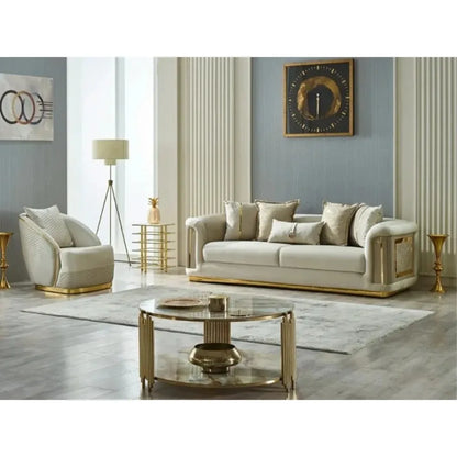 -Modern Luxury Comfortable Living Room Sofa Set Stainless Steel Seat Velvet Sofa Home Hotel Living Room Furniture