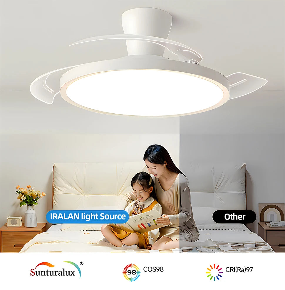 Jelena Ceiling Fan Fan with Light Bedroom Living Room Home Decoration Ceiling Fan Lamp Remote Control 6 Speed Silent Ceiling Fan