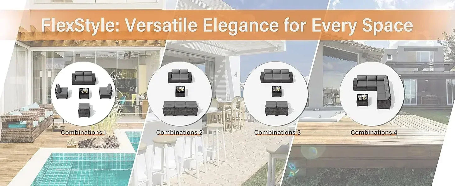 YND6-WQQkulavik 6PCs outdoor furniture set PE Wicker rattan sectional sofa patio conversation sets. navy blue