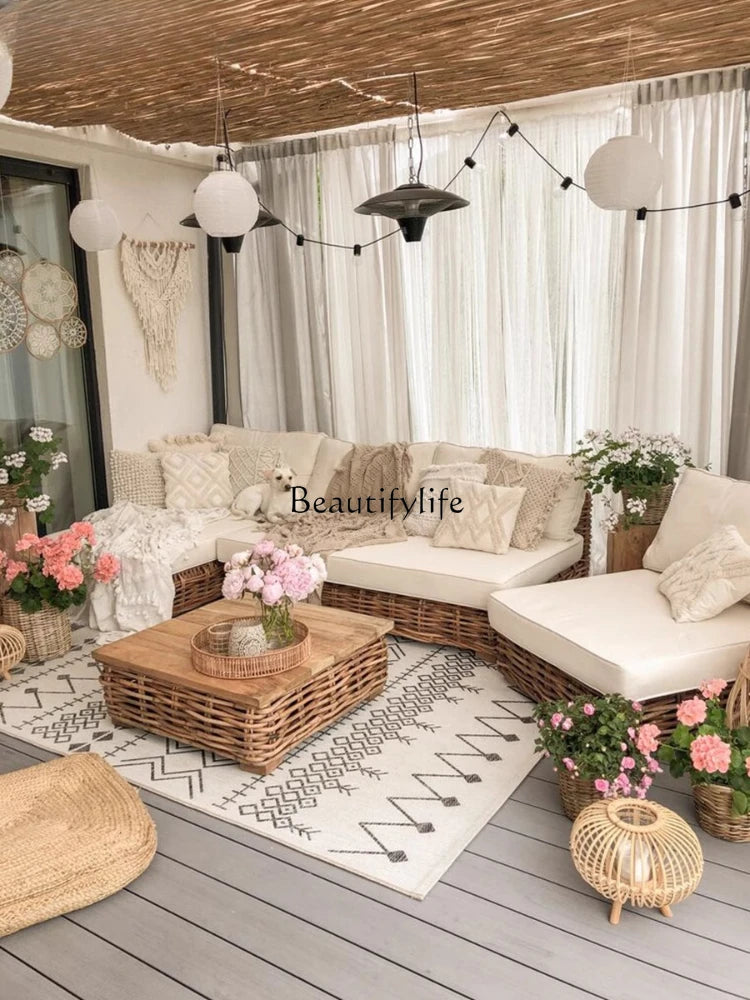 Outdoor rattan sofa courtyard South East Asia style bed and breakfast terrace garden balcony leisure