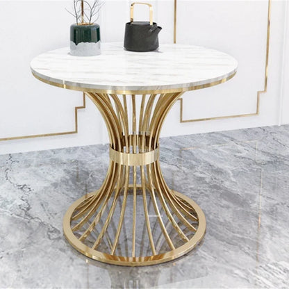 Nordic Minimalist Marble Coffee Tables Light Luxury Living Room Side Table Golden Iron Round Coffee Table Modern Home Furniture