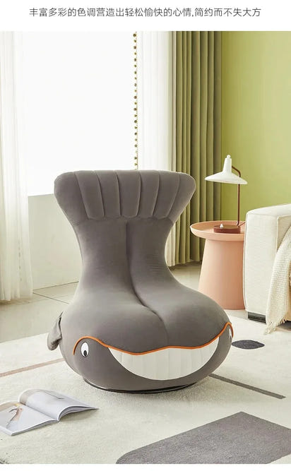 Whale Lazy Sofa Leisure Chair Flannel Rotatable Cute Shark Sofa Single Seat Chair