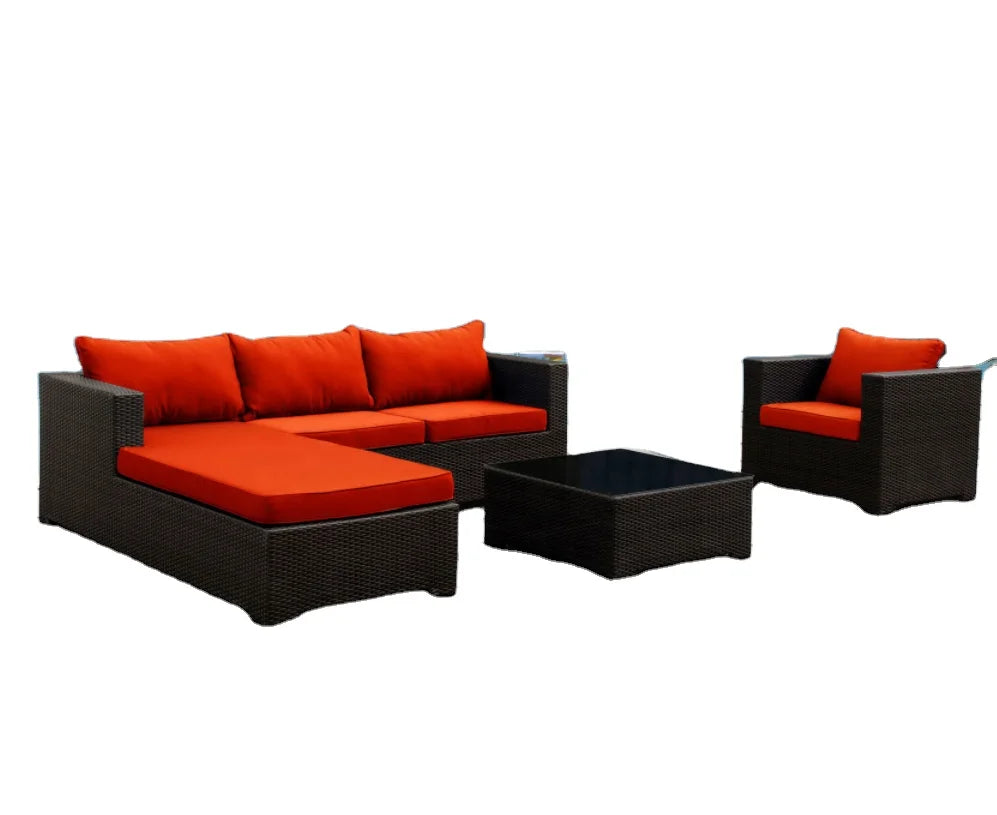 Modern Outdoor Aluminum Rattan Furniture Set Garden Sofa with Rope for Living Room Hotel Park