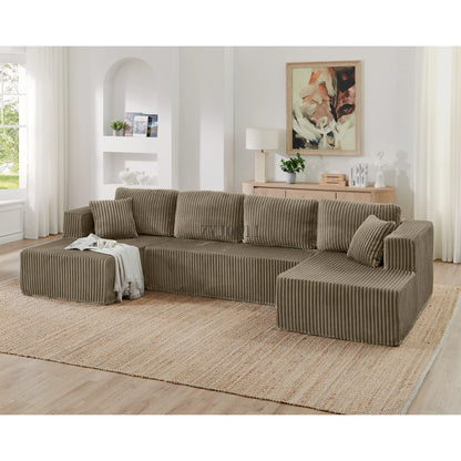 U-shaped modular sectional sofa, compressed sectional sofa, modern minimalist style corduroy sofa, living room sofa