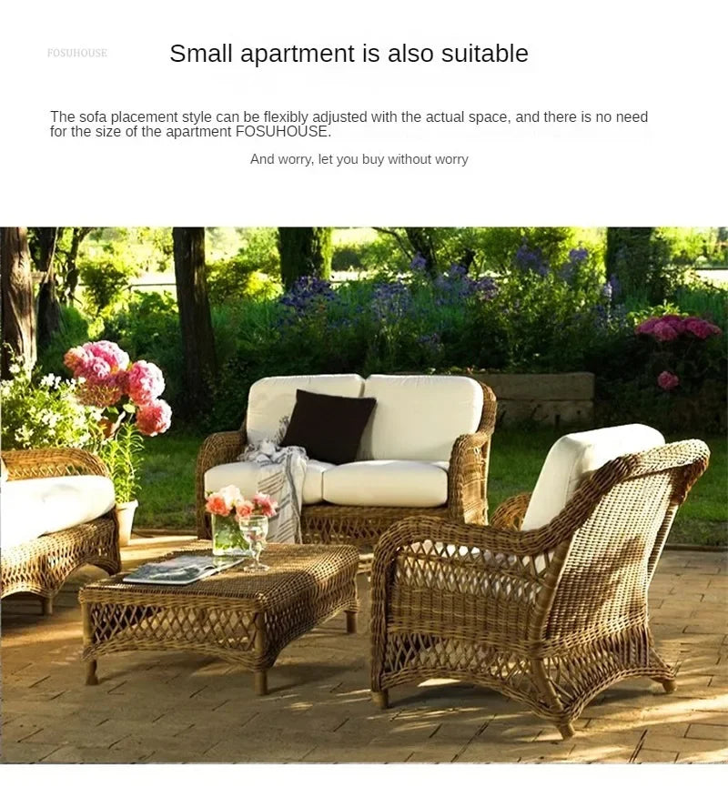 Outdoor PE Rattan Garden Chairs Balcony Courtyard Garden Waterproof Sofa Chair Outdoor Terrace Leisure Chair Outdoor Furniture A