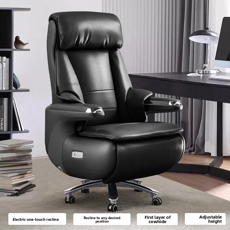 Electric Reclining Office Chairs European Bedroom Furniture Nordic Leather Executive Computer Armchair Home Ergonomic Desk Chair