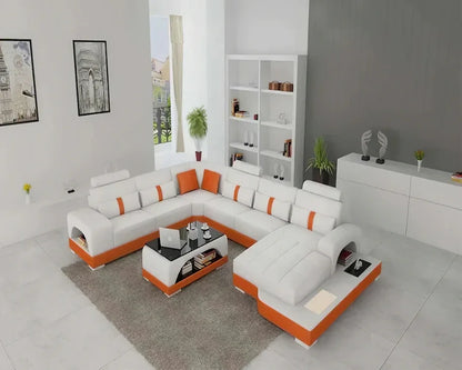 Nordic designer light luxury villa leather living room sofa high-end customized leisure hotel sofa combination