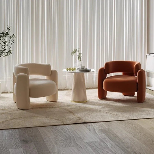 Cream Luxury Single Sofa Chair with Tea Table for Balcony or Reception