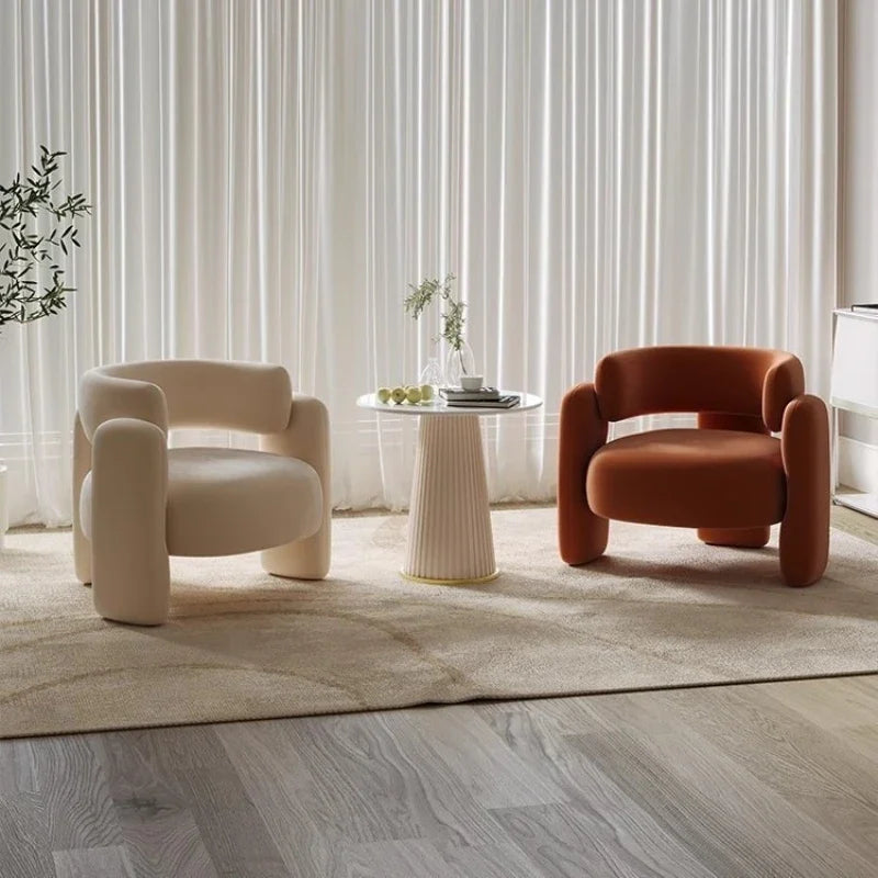 Cream Single Sofa Chair Balcony Light Luxury Chair Tea Table Combination Beauty Salon Rest Area Reception Negotiation Chair