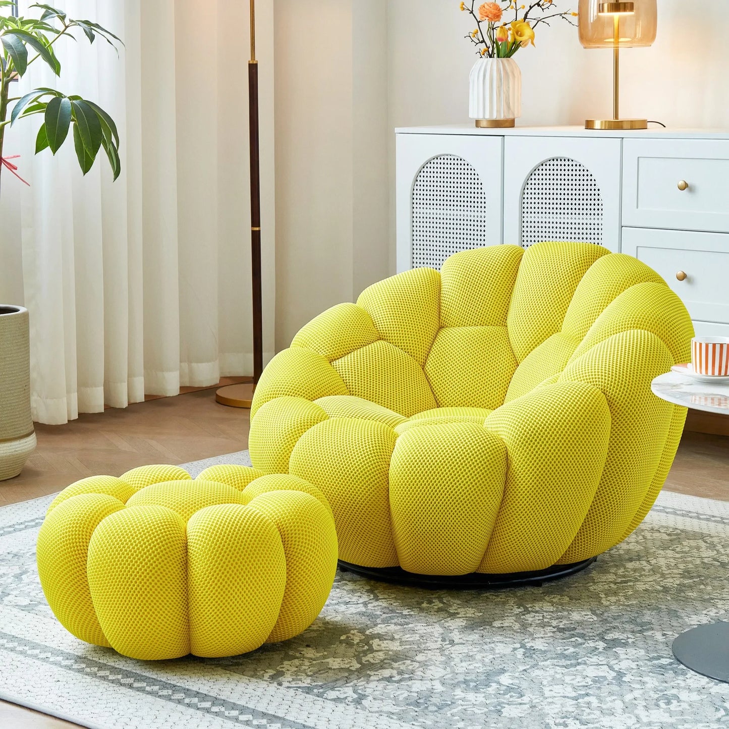 Modern Pumpkin Chair Luxury Bubble Sofa Single Lounge Seat Lazy Recliner for Bedroom Balcony Living Room Aesthetic Accent