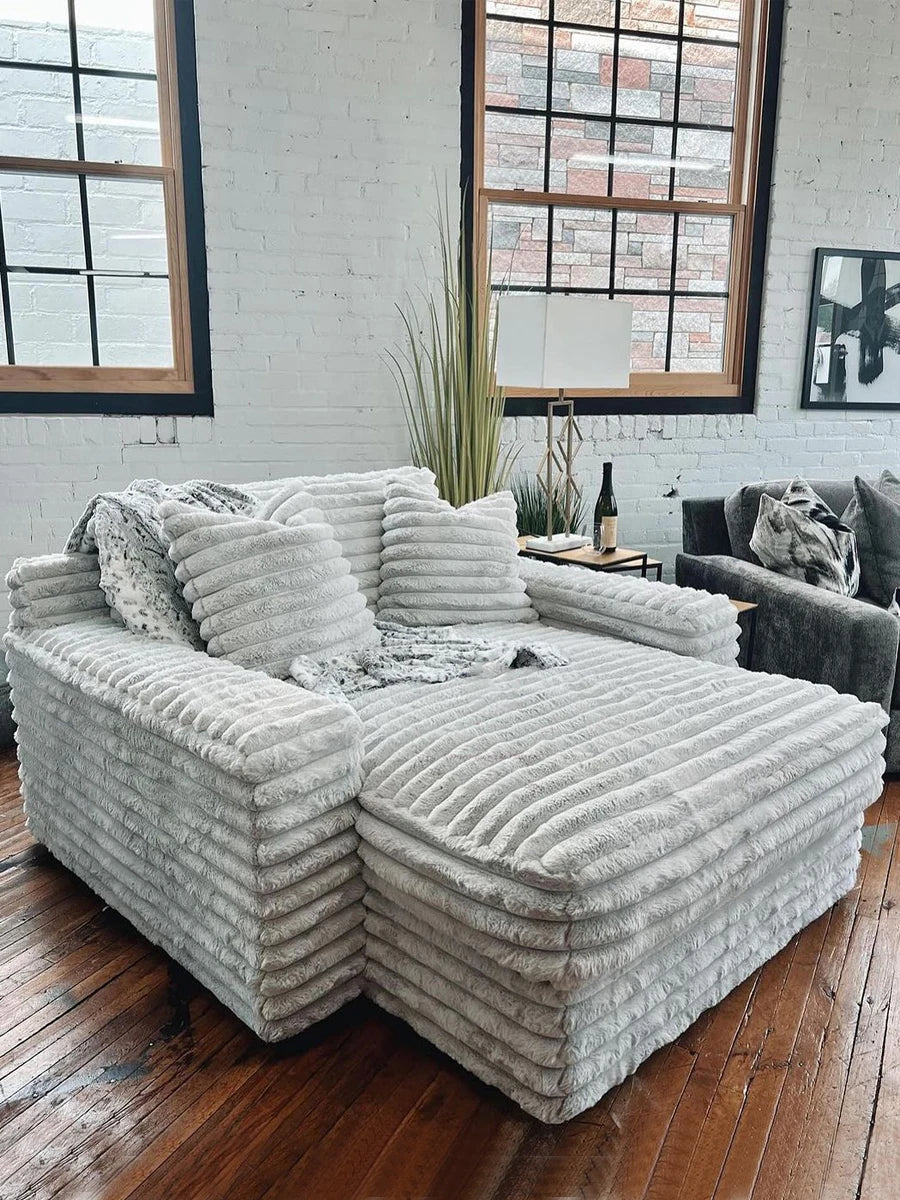 Custom ATUNUS American Thick Striped Corduroy Plush Modular Sectional Sofa Couch Set Compression Fabric Living Room Sofa