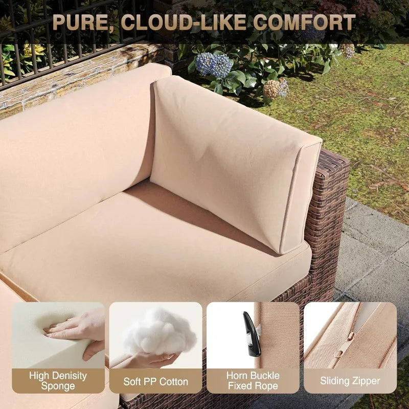 Patio Furniture Sets, 7-Piece Outdoor Patio Furniture with Thick Cushions, Wicker Outdoor Conversation Set Sectional Sofa