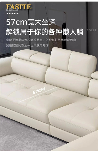 Nordic first-layer cowhide modern minimalist living room corner function minimalist full leather sofa