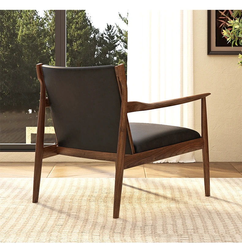 Solid wood medieval single sofa chair designer retro sofa hotel bed and breakfast living room balcony casual armrest chair