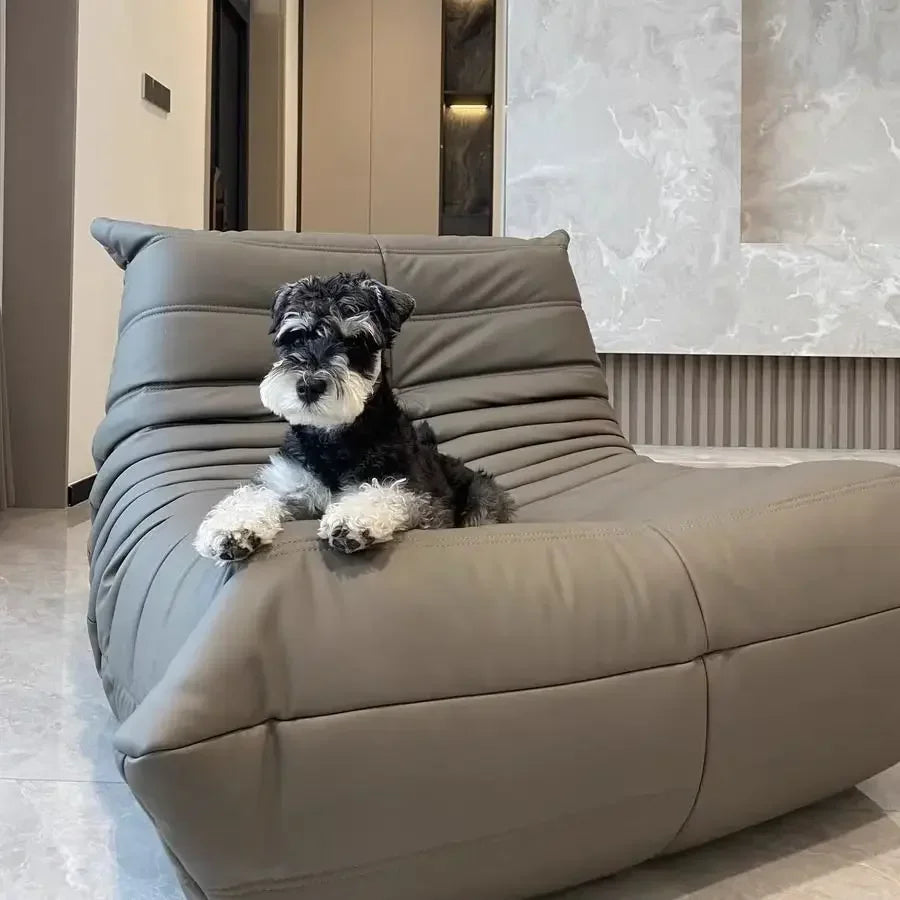 Black caterpillar sofa lazy single leisure chair togo original small apartment balcony living room lying down leather