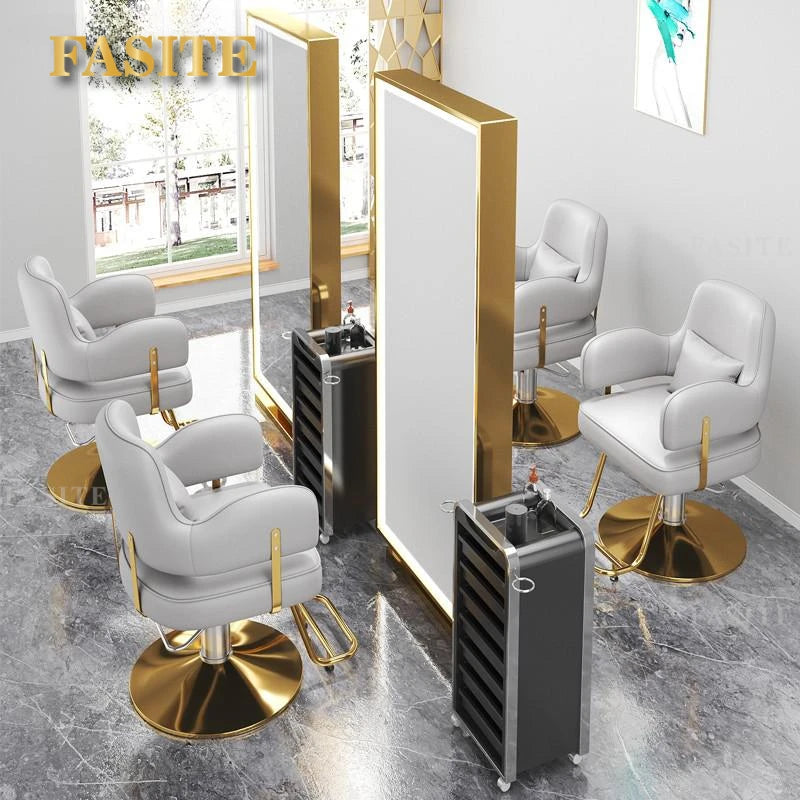 Premium Durable Hair Salon Barber Chairs European Style Hairdressing Chair Dressing Room Back Armchair Recliner Furniture