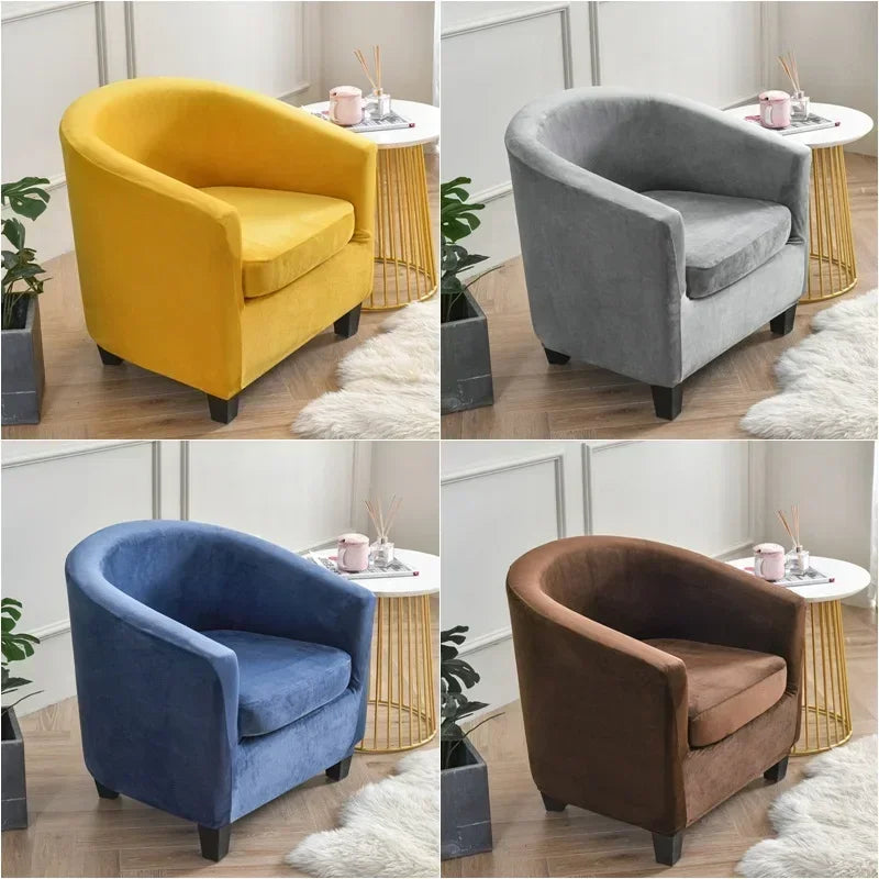 Velvet Arc Seat Sofa Cover Elastic Club Armchairs Covers Living Room Single Seat Tub Couch Slipcovers With Seat Cushion Covers
