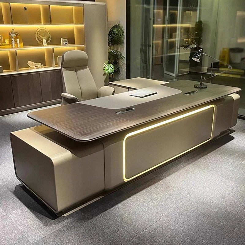 Elegant Light Luxury office desk Modern large high-end design executive desk Minimalist interior escritorio oficina furniture