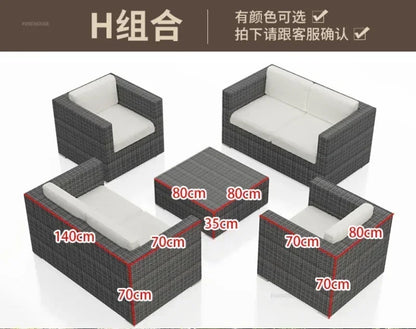 Luxury Terrace Courtyard Garden Furniture Outdoor Garden Sofa Combination Outdoor Waterproof Sun Protection Leisure Sofa Chair N