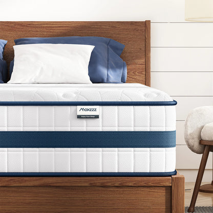 Maxzzz 10-12'' Twin/King/Queen Size Mattress, Bed with Gel Memory Foam & Individually Pocket Coils for Pressure Relief & Support