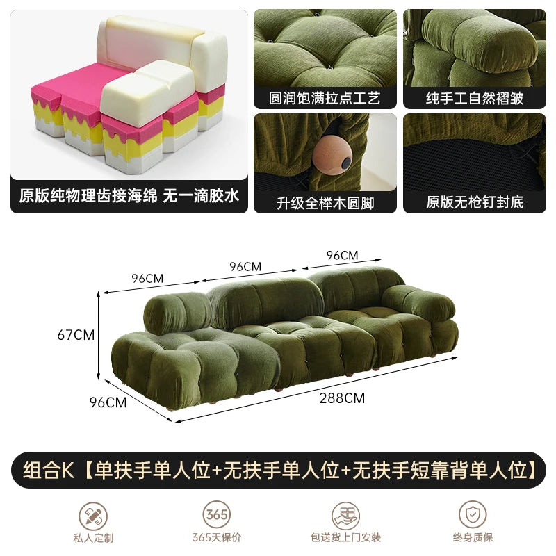Modern Modular Fabric Sectional Sofa for Small Living Rooms