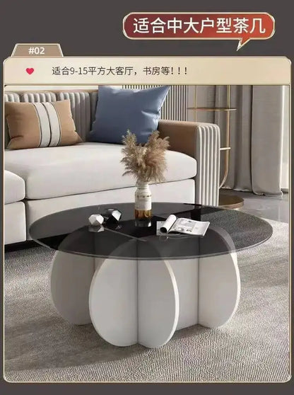Table basse de salon ronde en verre trempé, design créatif, résistante aux hautes températures, style luxe