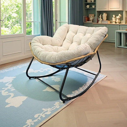 PE Rattan Weave Rocking Chair Lie Down or Sleep Lunch Break Chair Living Room Balcony Chaise Longue Adult Kid Recliner Lazy Sofa