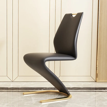 Nordic Stainless Steel Dining Chairs 2pcs Modern Casual Leather Kitchen Furniture Dining Chair Home Backrest Negotiation Chair K