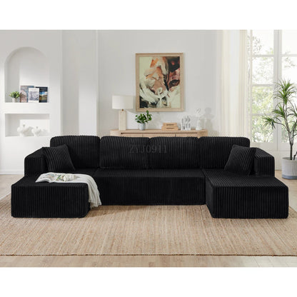 U-shaped modular sectional sofa, compressed sectional sofa, modern minimalist style corduroy sofa, living room sofa