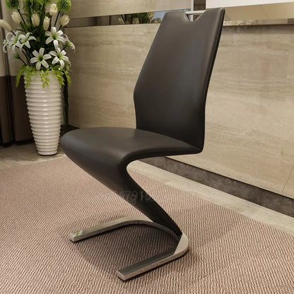 modern 2 Pieces Chairs Modern Simple Z Shape Dining Chair PU Leather Home Living Room Chair Only Chairs