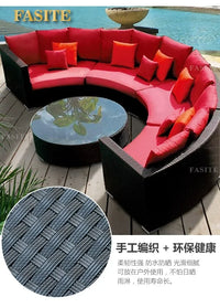 Outdoor round rattan sofa combination garden courtyard