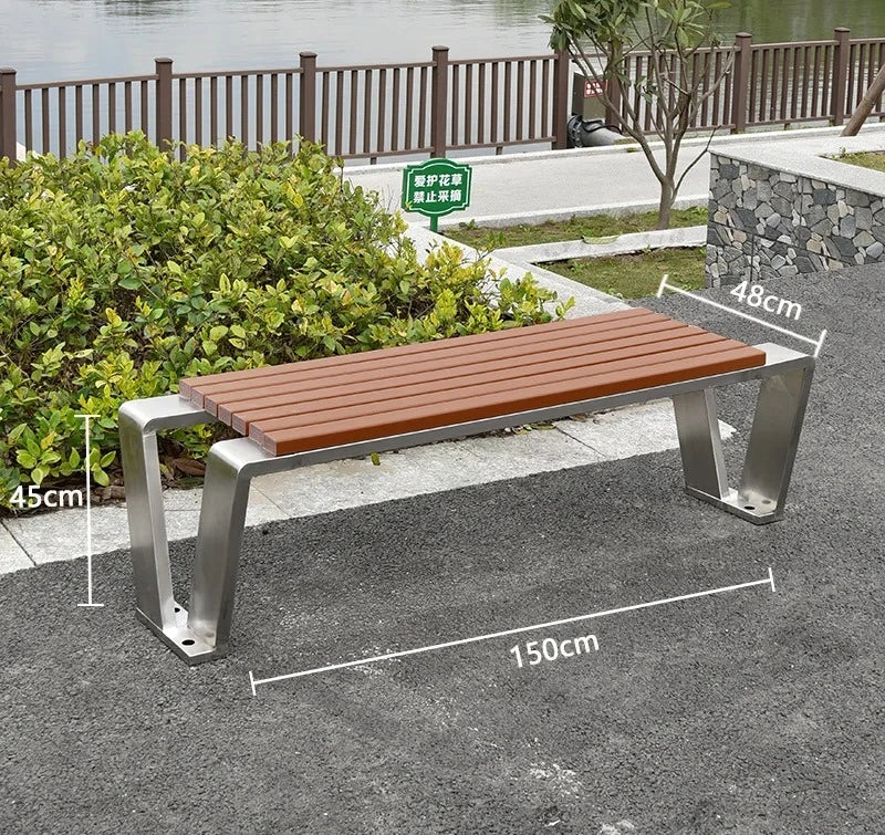 Dossier de jardin en fer forgé, banc de loisirs solide Anti-Corrosion, banc d'extérieur moderne en acier inoxydable, plastique et bois, Patio Park