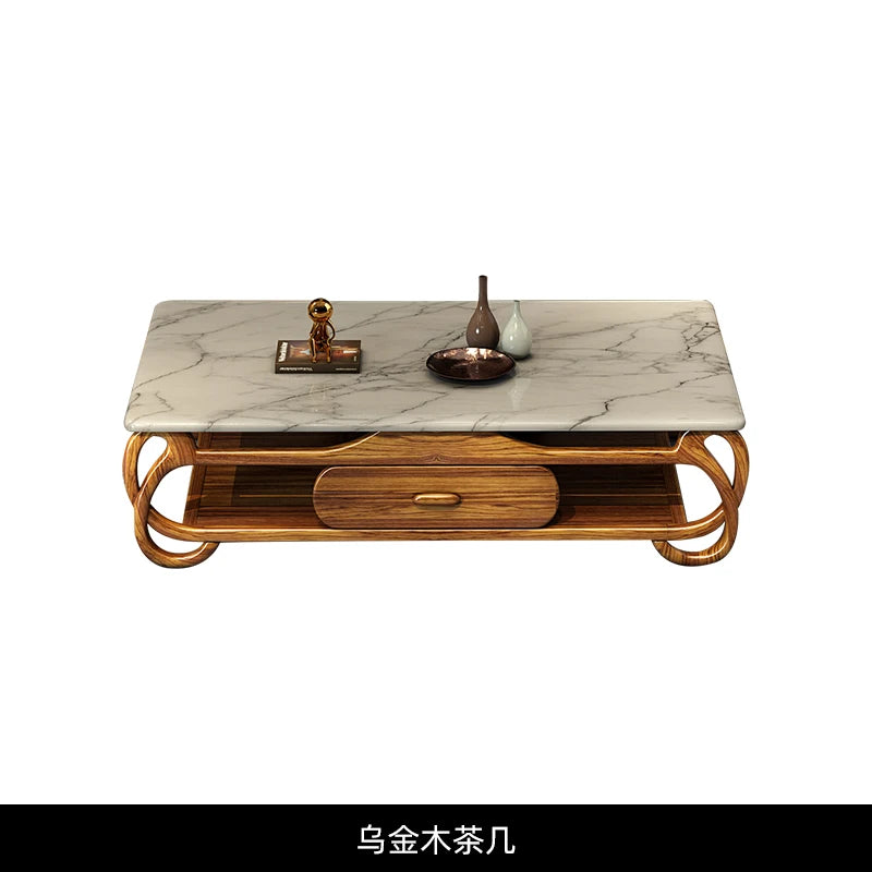 Ebony leather sofa living room new Chinese villa modern light luxury high-end sofa combination