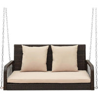 Porch Swing Outdoor 2-Person Hanging Bench Chair with Seat & Back Cushions, Heavy-Duty Metal Structure & 2 Hanging Ch