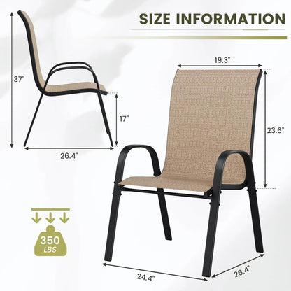 Patio Chairs Set of 4, Stackable Outdoor Dining Chairs with High Back, Breathable Textilene Fabric Outdoor Chair All Weather