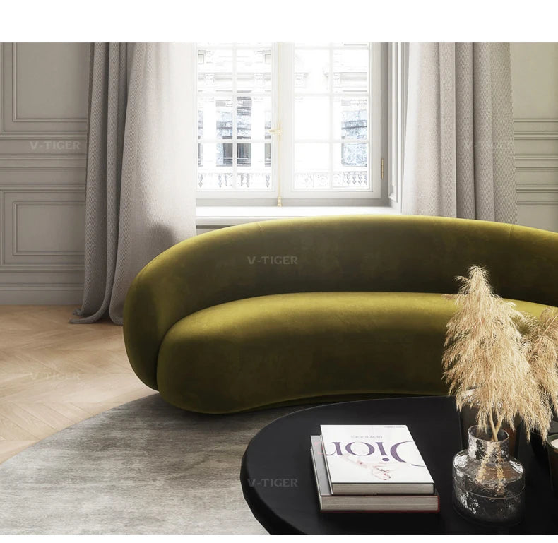 Whole house furniture Nordic Light Luxury Minimalist Cashew Sofa Designer Curved Living Room Fabric Craft Sofa Combination