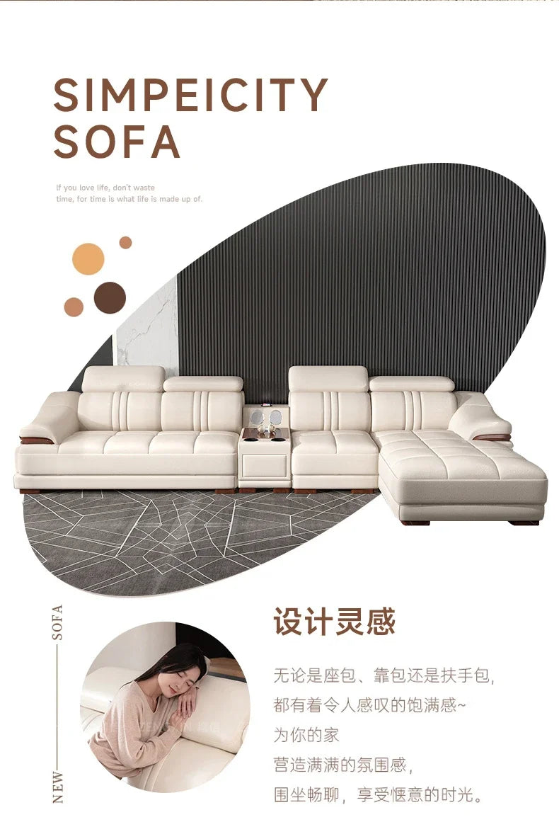 Modern simple living room size apartment combination leather art sofa furniture