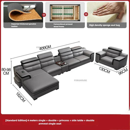 Luxury Leather Living Room Sofas Italian Home Sofa Bed Recliner Modern Designer Ergonomic Back Sofa Living Room Furniture